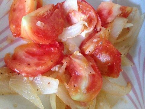 トマトとたまねぎのしょうが炒め。